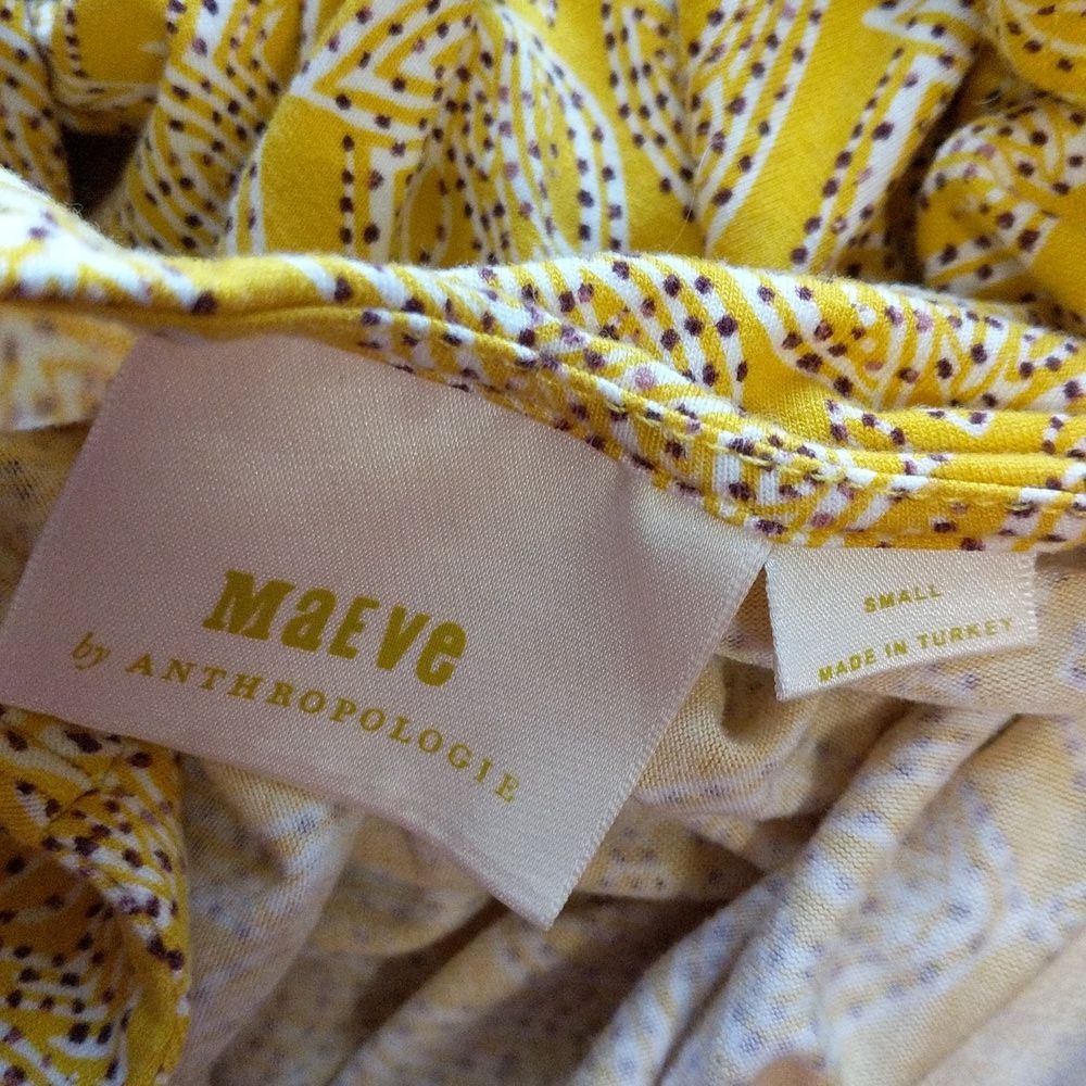 Maeve Fete yellow handkerchief motif midi dress anthropologie Small - Picture 5 of 8